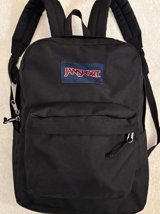 Jansport Handbags - Jansport Black Backpack with Red Logo Patch
